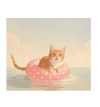 ねこなで(夏を感じるサマーなスタンプ)（個別スタンプ：3）