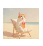 ねこなで(夏を感じるサマーなスタンプ)（個別スタンプ：4）