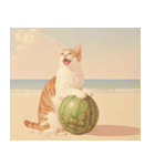 ねこなで(夏を感じるサマーなスタンプ)（個別スタンプ：5）