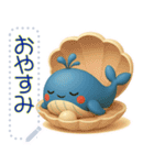 かわいいぽっちゃりクジラ（個別スタンプ：4）