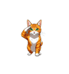 【敬礼猫⑤】（個別スタンプ：3）