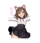 元気いっぱい！猫娘の日常BIGスタンプ（個別スタンプ：4）