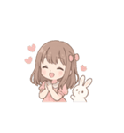 超使える♡うさぎと女の子のゆるかわ日常（個別スタンプ：1）