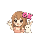 動く！うるうるガールと白うさぎの日常（個別スタンプ：1）