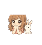 動く！うるうるガールと白うさぎの日常（個別スタンプ：2）