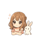 動く！うるうるガールと白うさぎの日常（個別スタンプ：3）