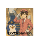 ペンギンと鉄道員のコラボ（個別スタンプ：3）