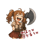 バトルアクス 少女 かわいい ギャグ (小)（個別スタンプ：13）