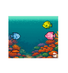 魚群横切る可愛い動物群アニメスタンプ（個別スタンプ：5）