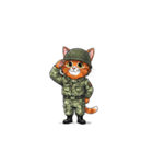 【敬礼猫10】（個別スタンプ：4）