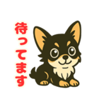 小さな黒と白茶のチワワたち2（個別スタンプ：24）