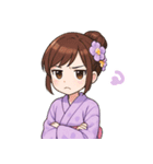 英語：キュートな毎日☆浴衣の女の子 紫（個別スタンプ：22）