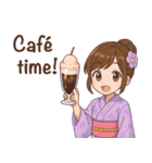 英語：キュートな毎日☆浴衣の女の子 紫（個別スタンプ：26）