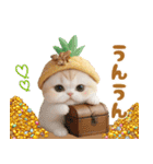 パイナップル帽 可愛いスコティッシュ猫（個別スタンプ：10）