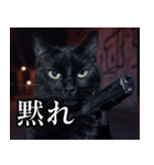 ハードボイルド毒舌猫【黒猫・架空映画風】（個別スタンプ：1）