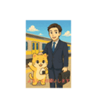 サラリーマンと猫のゆるキャラと電車（個別スタンプ：3）