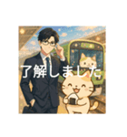 サラリーマンと猫のゆるキャラと電車（個別スタンプ：5）