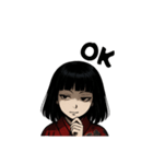 赤い和服の女の子（個別スタンプ：3）