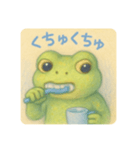 カエル、今日もはみがきえらい！（個別スタンプ：3）