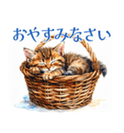 水彩を感じるにゃんこスタンプ（個別スタンプ：14）