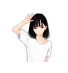 表情で伝える和ガールズスタンプ（個別スタンプ：35）