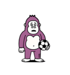 紫のサッカーゴリラ（個別スタンプ：16）