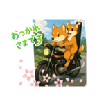 芝犬がバイクで2匹乗り！（個別スタンプ：5）