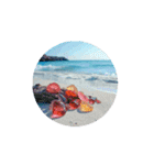 夕暮れの海.流木.瓶.シーグラス.Sea.shells（個別スタンプ：1）