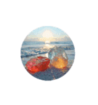 夕暮れの海.流木.瓶.シーグラス.Sea.shells（個別スタンプ：6）