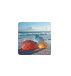 夕暮れの海.流木.瓶.シーグラス.Sea.shells（個別スタンプ：7）