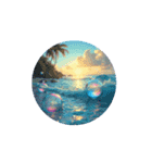 夕暮れの海.流木.瓶.シーグラス.Sea.shells（個別スタンプ：11）
