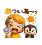 夏に可愛い♡女の子とぺんぺん（個別スタンプ：1）