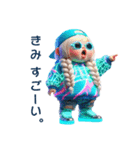 ネオンカラーの女の子✨ ぽっちゃりver.（個別スタンプ：3）