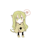 みどりねこの女の子（個別スタンプ：1）