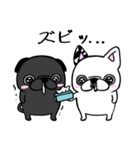 黒パグのくう〜8。ニコイチいつも一緒（個別スタンプ：23）