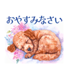 水彩を感じるトイプードルスタンプ（個別スタンプ：9）