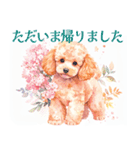 水彩を感じるトイプードルスタンプ（個別スタンプ：16）