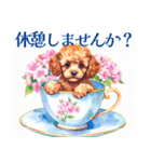水彩を感じるトイプードルスタンプ（個別スタンプ：23）