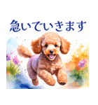水彩を感じるトイプードルスタンプ（個別スタンプ：32）