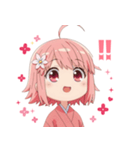 楽しいピンク着物の女の子スタンプ（個別スタンプ：31）
