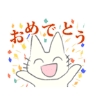げんきに返事をする白猫（個別スタンプ：10）