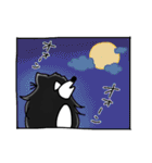 ボフッと黒ポメ ーお天気モードー（個別スタンプ：27）