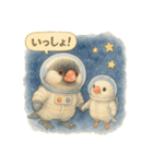 宇宙文鳥スタンプ♡ふわふわ水彩（個別スタンプ：19）