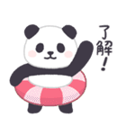 【夏2】もふもふパンダンミニ（個別スタンプ：9）