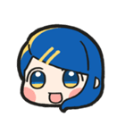 青い髪の毛の女の子【文字無し】（個別スタンプ：1）