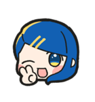 青い髪の毛の女の子【文字無し】（個別スタンプ：2）