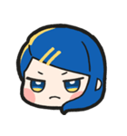 青い髪の毛の女の子【文字無し】（個別スタンプ：9）
