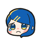 青い髪の毛の女の子【文字無し】（個別スタンプ：11）