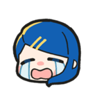 青い髪の毛の女の子【文字無し】（個別スタンプ：12）