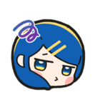 青い髪の毛の女の子【文字無し】（個別スタンプ：13）